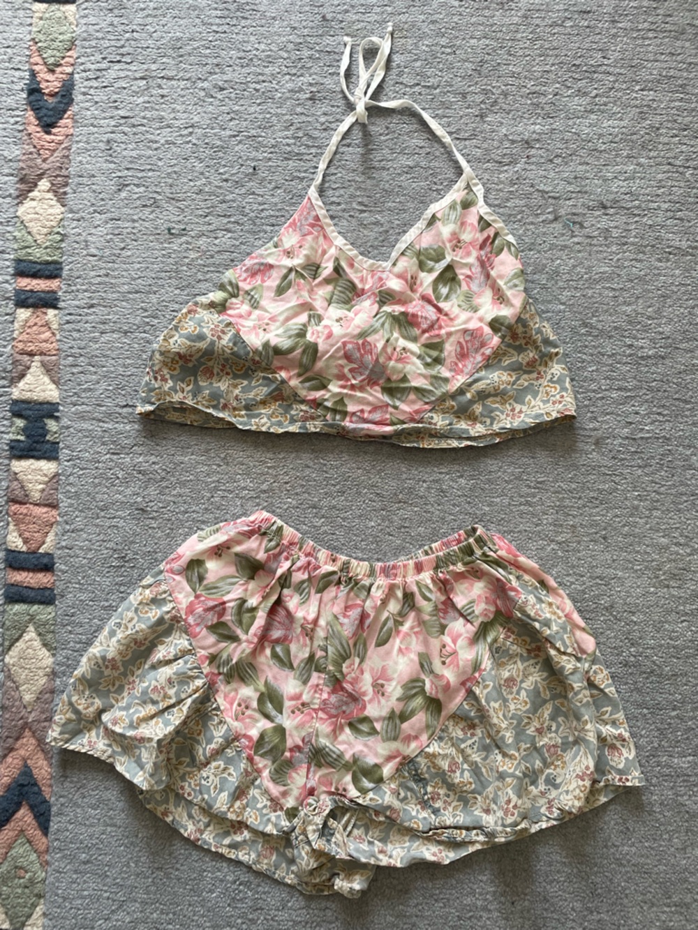 Urban Outfitters Pink Floral Two-Piece Lounge Set